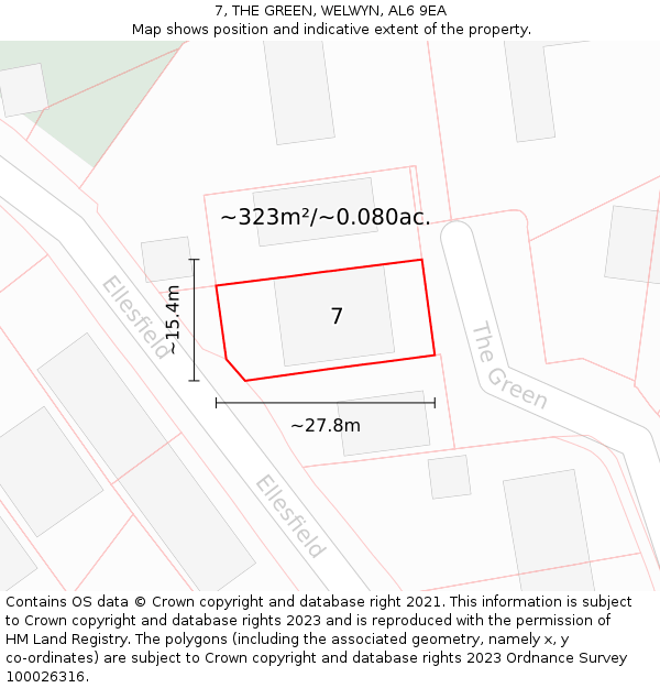 7, THE GREEN, WELWYN, AL6 9EA: Plot and title map