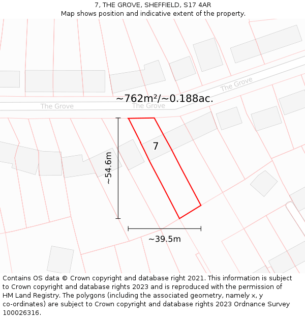 7, THE GROVE, SHEFFIELD, S17 4AR: Plot and title map