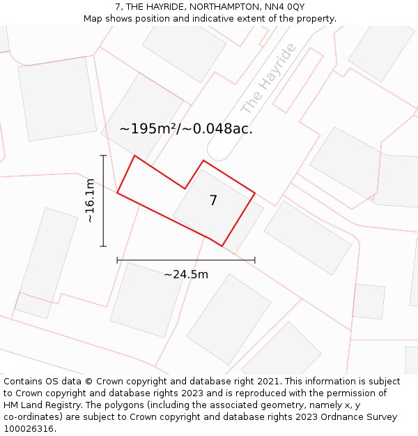 7, THE HAYRIDE, NORTHAMPTON, NN4 0QY: Plot and title map