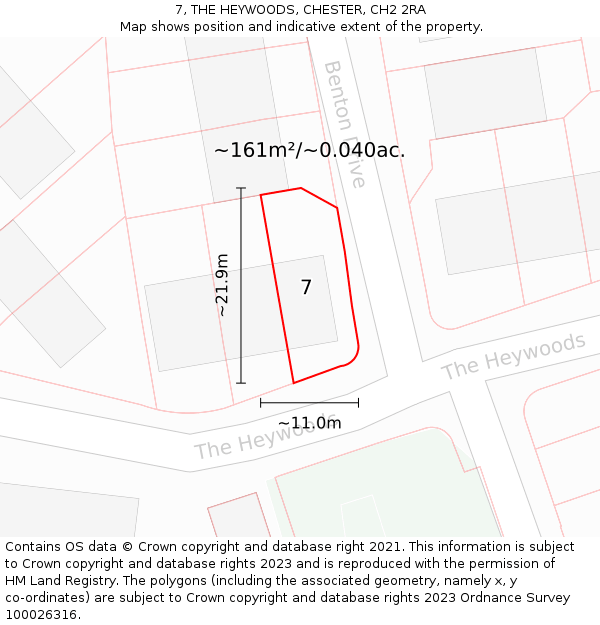 7, THE HEYWOODS, CHESTER, CH2 2RA: Plot and title map