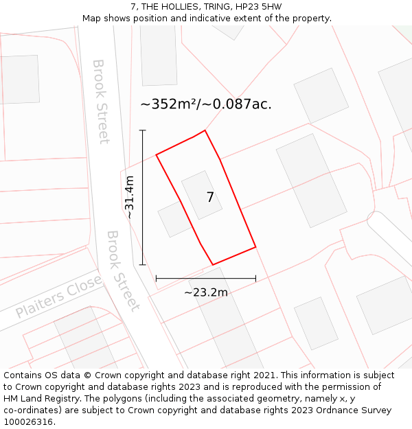 7, THE HOLLIES, TRING, HP23 5HW: Plot and title map