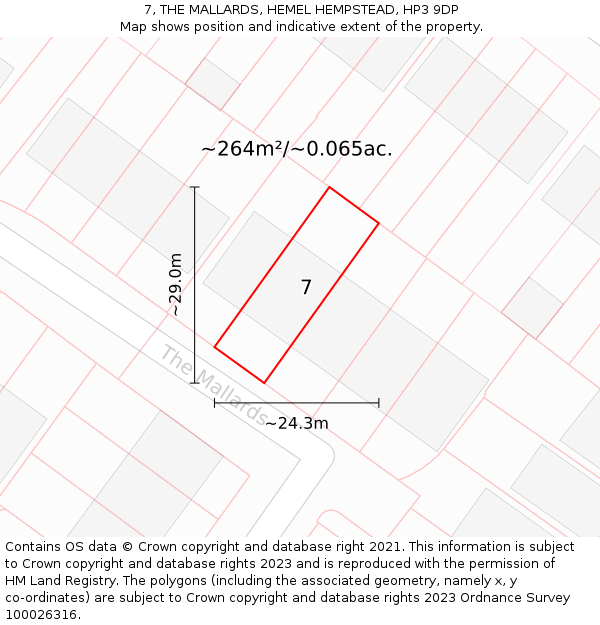 7, THE MALLARDS, HEMEL HEMPSTEAD, HP3 9DP: Plot and title map