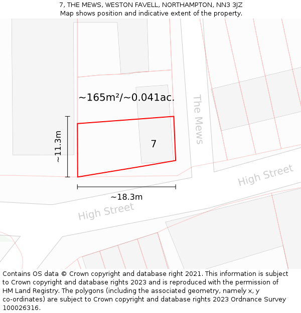 7, THE MEWS, WESTON FAVELL, NORTHAMPTON, NN3 3JZ: Plot and title map