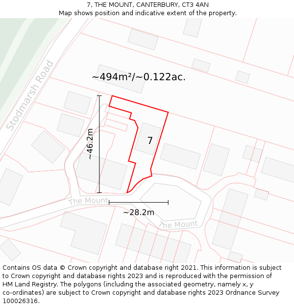 7, THE MOUNT, CANTERBURY, CT3 4AN: Plot and title map