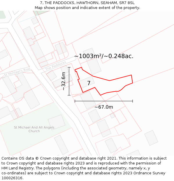 7, THE PADDOCKS, HAWTHORN, SEAHAM, SR7 8SL: Plot and title map