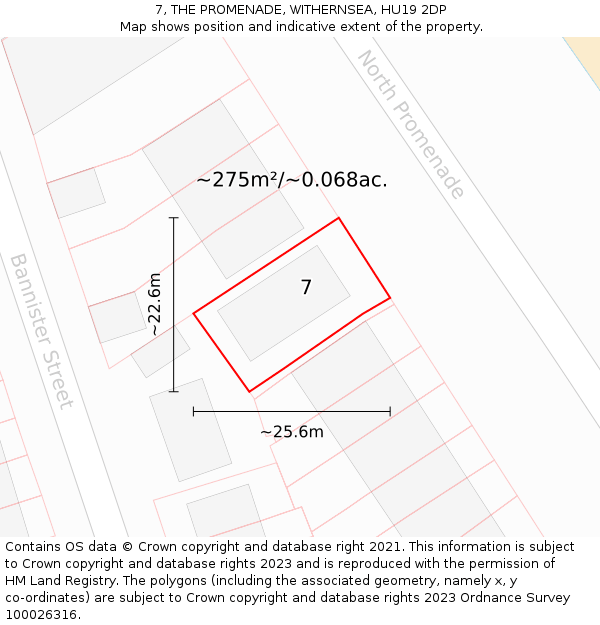 7, THE PROMENADE, WITHERNSEA, HU19 2DP: Plot and title map