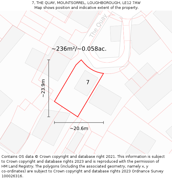 7, THE QUAY, MOUNTSORREL, LOUGHBOROUGH, LE12 7AW: Plot and title map