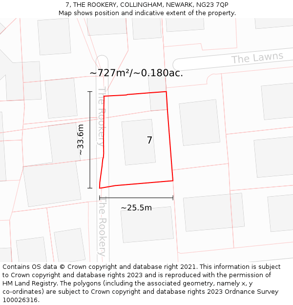 7, THE ROOKERY, COLLINGHAM, NEWARK, NG23 7QP: Plot and title map