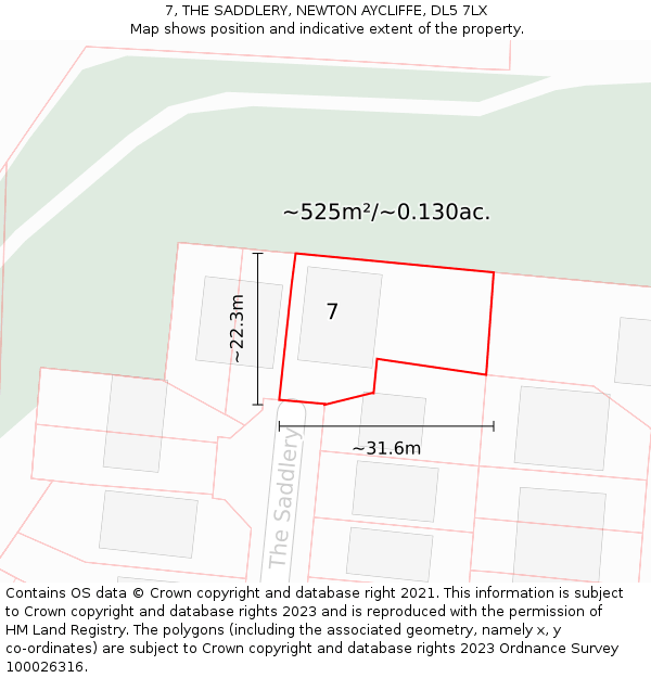 7, THE SADDLERY, NEWTON AYCLIFFE, DL5 7LX: Plot and title map