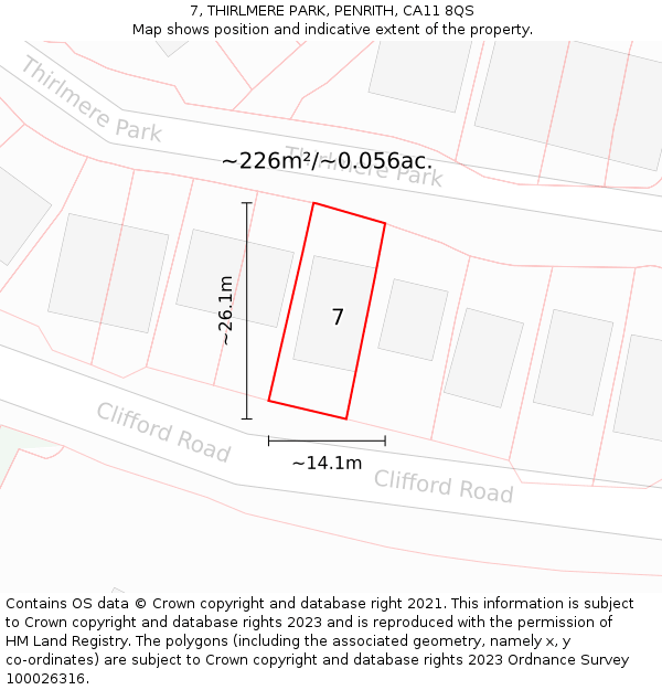 7, THIRLMERE PARK, PENRITH, CA11 8QS: Plot and title map