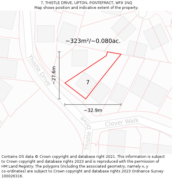 7, THISTLE DRIVE, UPTON, PONTEFRACT, WF9 1NQ: Plot and title map