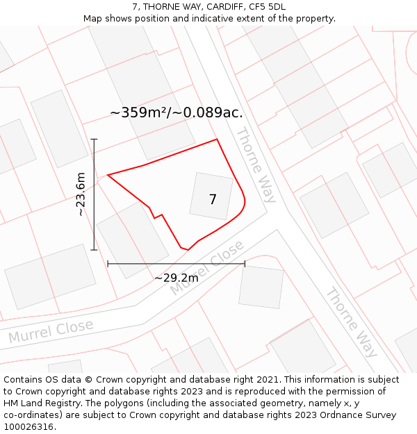 7, THORNE WAY, CARDIFF, CF5 5DL: Plot and title map