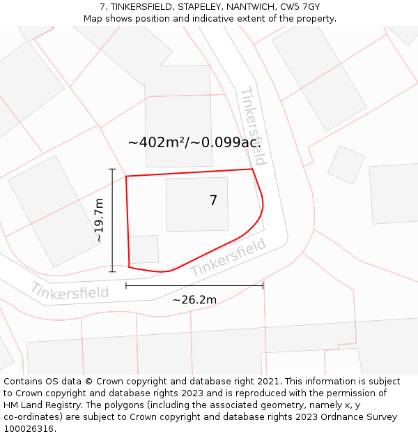 7, TINKERSFIELD, STAPELEY, NANTWICH, CW5 7GY: Plot and title map