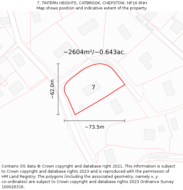 7, TINTERN HEIGHTS, CATBROOK, CHEPSTOW, NP16 6NH: Plot and title map