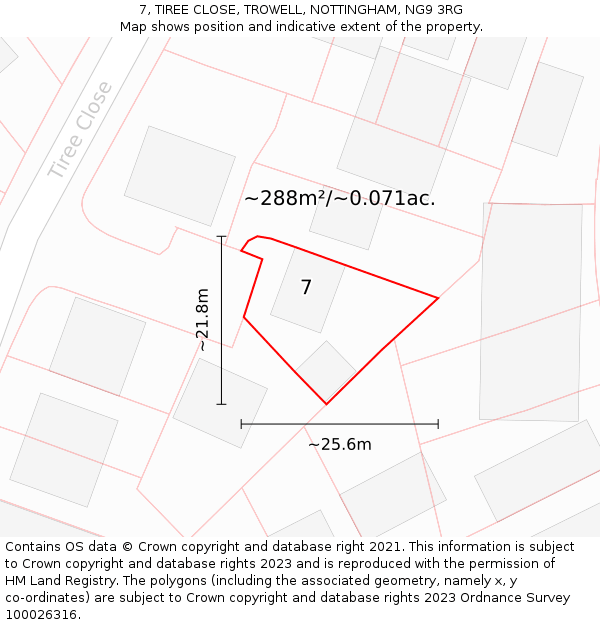 7, TIREE CLOSE, TROWELL, NOTTINGHAM, NG9 3RG: Plot and title map