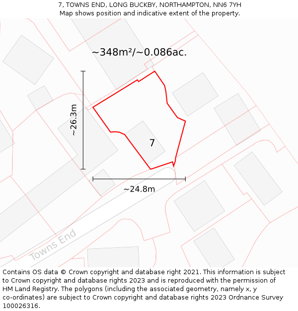 7, TOWNS END, LONG BUCKBY, NORTHAMPTON, NN6 7YH: Plot and title map
