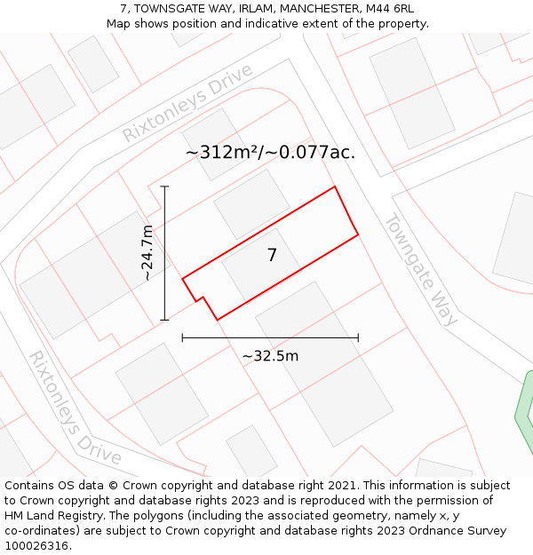 7, TOWNSGATE WAY, IRLAM, MANCHESTER, M44 6RL: Plot and title map