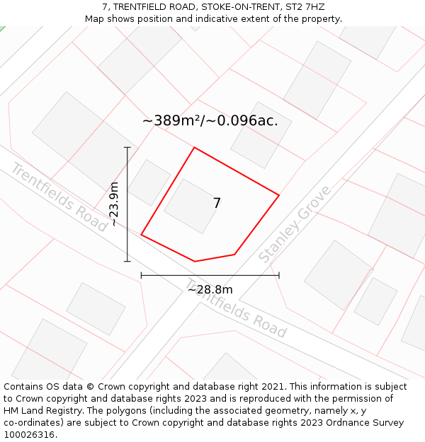 7, TRENTFIELD ROAD, STOKE-ON-TRENT, ST2 7HZ: Plot and title map