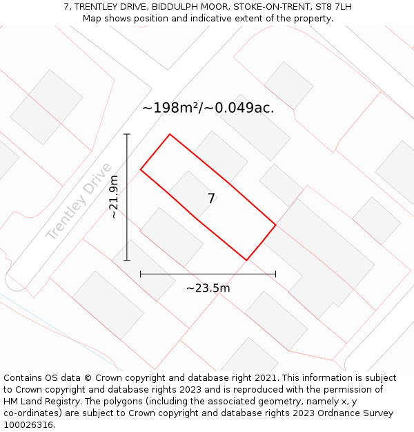 7, TRENTLEY DRIVE, BIDDULPH MOOR, STOKE-ON-TRENT, ST8 7LH: Plot and title map