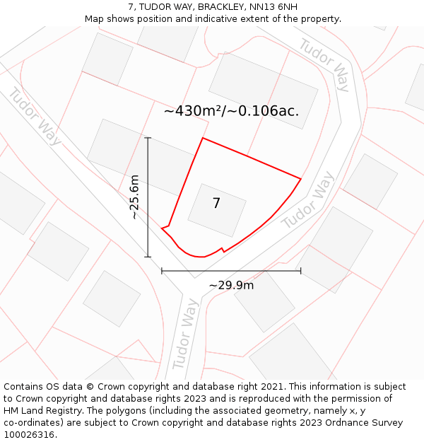 7, TUDOR WAY, BRACKLEY, NN13 6NH: Plot and title map