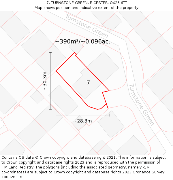 7, TURNSTONE GREEN, BICESTER, OX26 6TT: Plot and title map