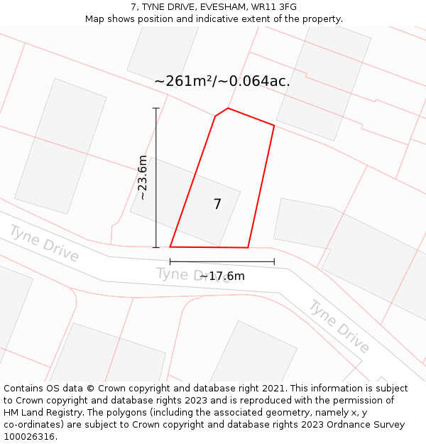 7, TYNE DRIVE, EVESHAM, WR11 3FG: Plot and title map