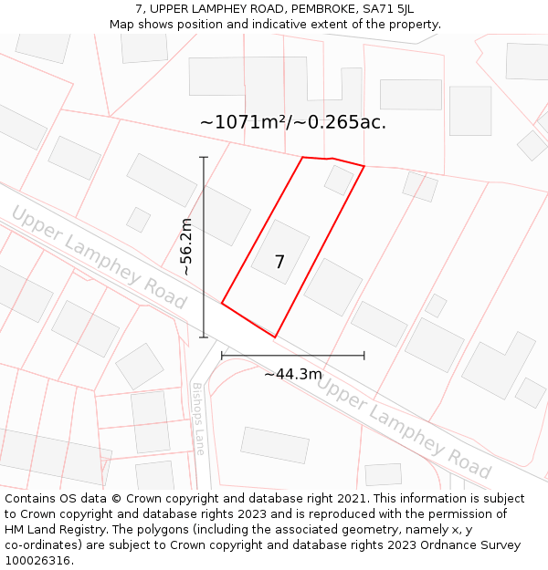 7, UPPER LAMPHEY ROAD, PEMBROKE, SA71 5JL: Plot and title map