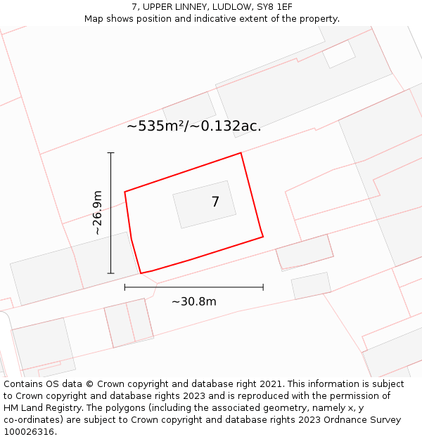 7, UPPER LINNEY, LUDLOW, SY8 1EF: Plot and title map