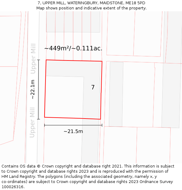 7, UPPER MILL, WATERINGBURY, MAIDSTONE, ME18 5PD: Plot and title map