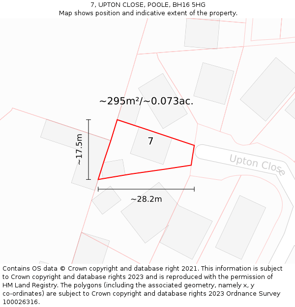 7, UPTON CLOSE, POOLE, BH16 5HG: Plot and title map