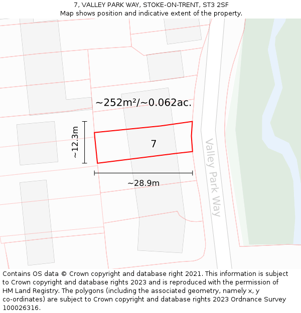 7, VALLEY PARK WAY, STOKE-ON-TRENT, ST3 2SF: Plot and title map