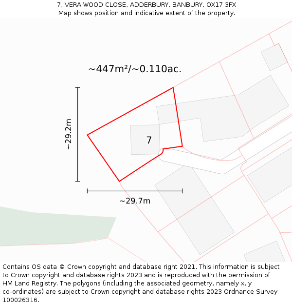 7, VERA WOOD CLOSE, ADDERBURY, BANBURY, OX17 3FX: Plot and title map