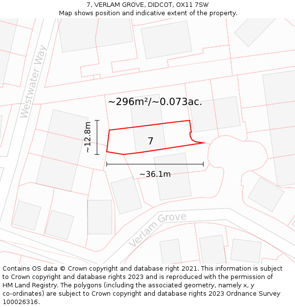 7, VERLAM GROVE, DIDCOT, OX11 7SW: Plot and title map