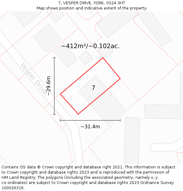 7, VESPER DRIVE, YORK, YO24 3HT: Plot and title map