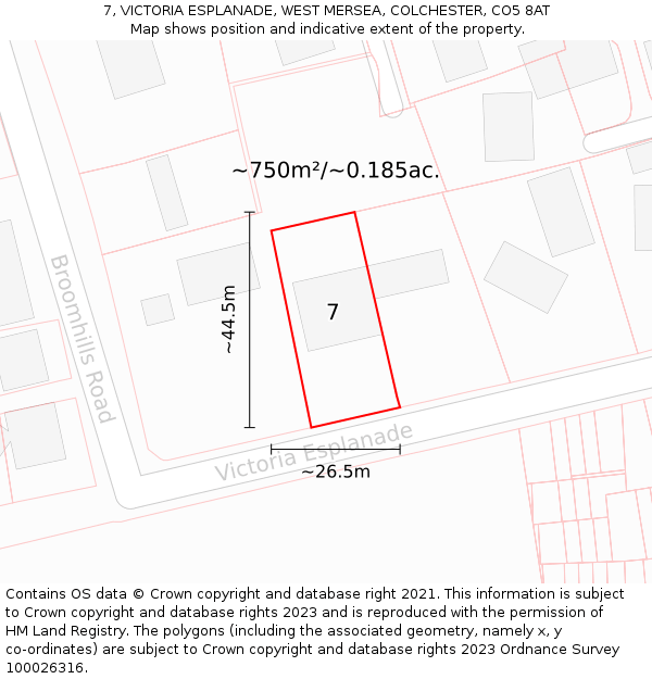 7, VICTORIA ESPLANADE, WEST MERSEA, COLCHESTER, CO5 8AT: Plot and title map