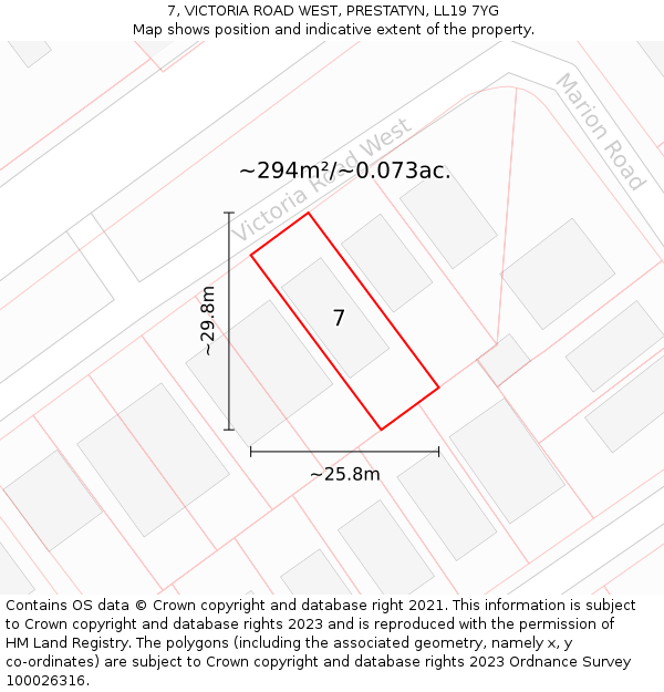 7, VICTORIA ROAD WEST, PRESTATYN, LL19 7YG: Plot and title map