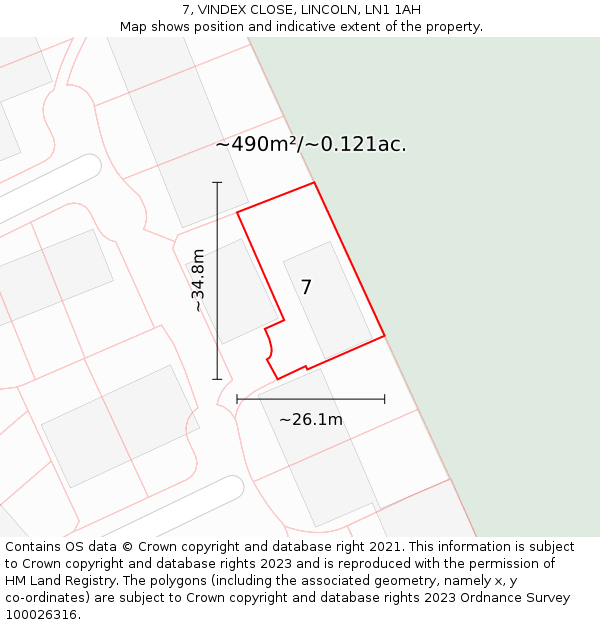 7, VINDEX CLOSE, LINCOLN, LN1 1AH: Plot and title map