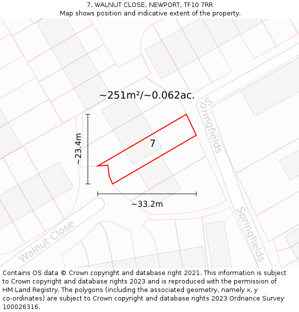 7, WALNUT CLOSE, NEWPORT, TF10 7RR: Plot and title map