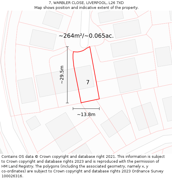 7, WARBLER CLOSE, LIVERPOOL, L26 7XD: Plot and title map