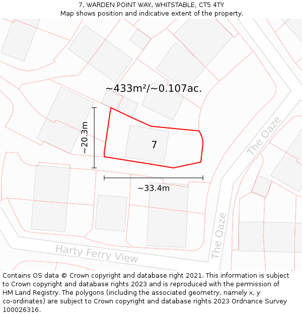 7, WARDEN POINT WAY, WHITSTABLE, CT5 4TY: Plot and title map