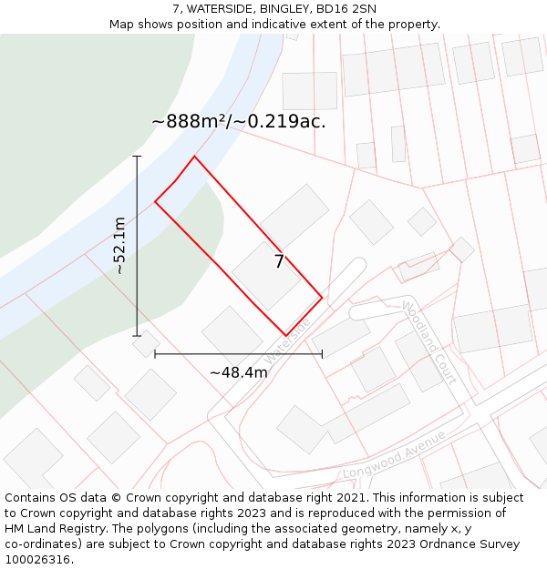 7, WATERSIDE, BINGLEY, BD16 2SN: Plot and title map