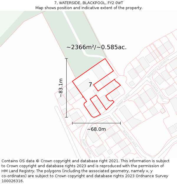 7, WATERSIDE, BLACKPOOL, FY2 0WT: Plot and title map