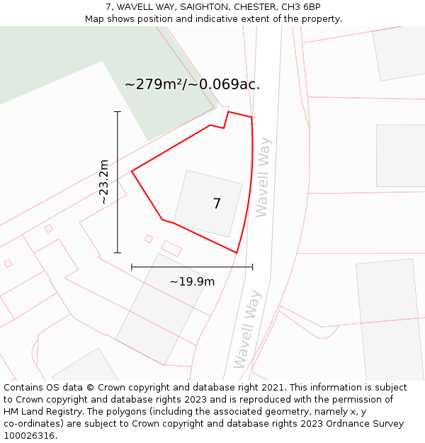 7, WAVELL WAY, SAIGHTON, CHESTER, CH3 6BP: Plot and title map