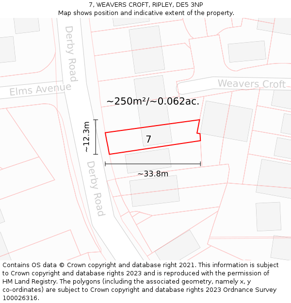 7, WEAVERS CROFT, RIPLEY, DE5 3NP: Plot and title map