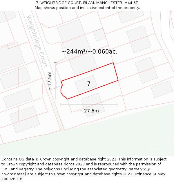 7, WEIGHBRIDGE COURT, IRLAM, MANCHESTER, M44 6TJ: Plot and title map