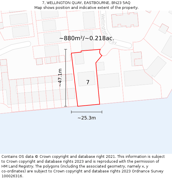 7, WELLINGTON QUAY, EASTBOURNE, BN23 5AQ: Plot and title map