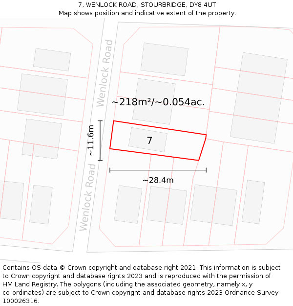 7, WENLOCK ROAD, STOURBRIDGE, DY8 4UT: Plot and title map