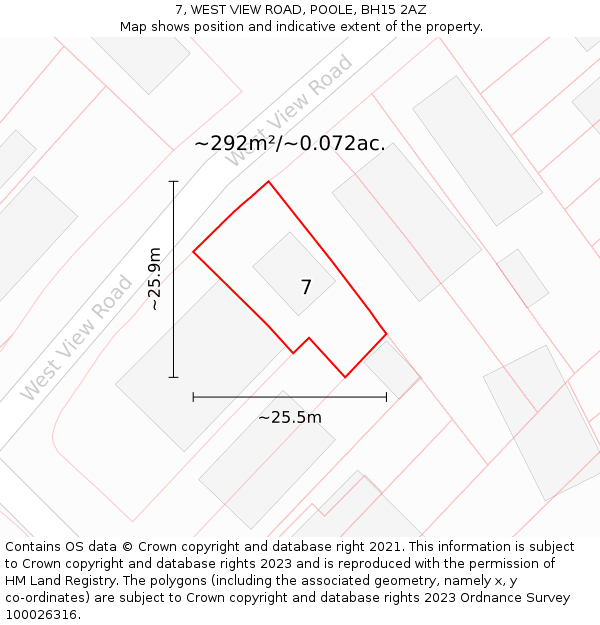 7, WEST VIEW ROAD, POOLE, BH15 2AZ: Plot and title map