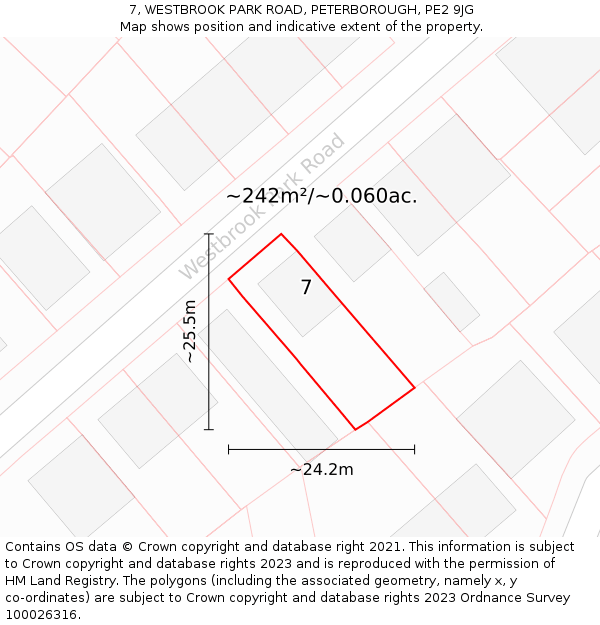 7, WESTBROOK PARK ROAD, PETERBOROUGH, PE2 9JG: Plot and title map