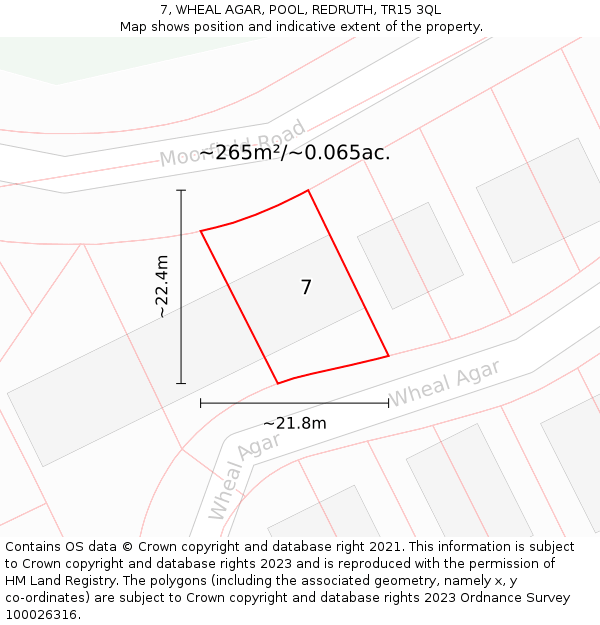 7, WHEAL AGAR, POOL, REDRUTH, TR15 3QL: Plot and title map